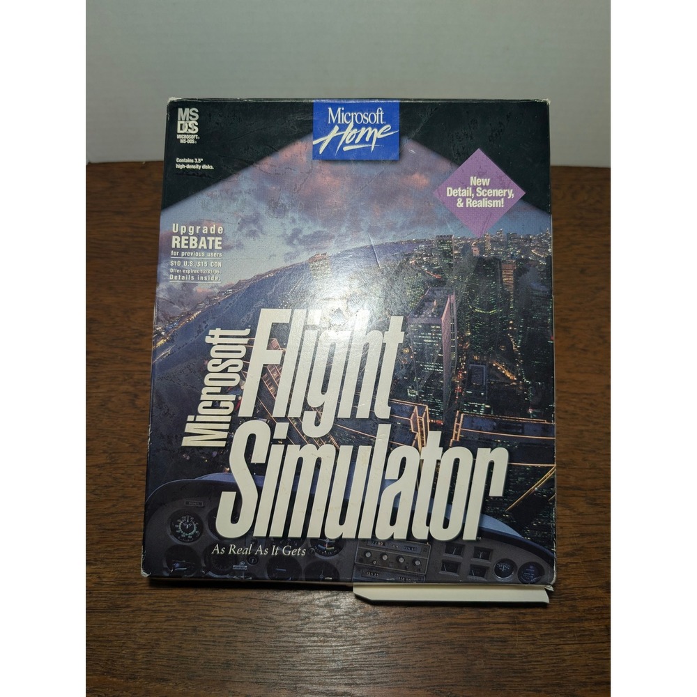Microsoft Flight Simulator MS-DOS Version 5.1 PC 1995 3.5 Floppy Big Box Good